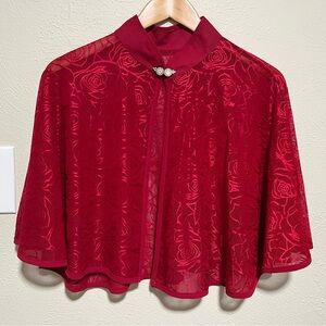 Unbranded Cloak Chic Red Floral Women's Poncho Lace